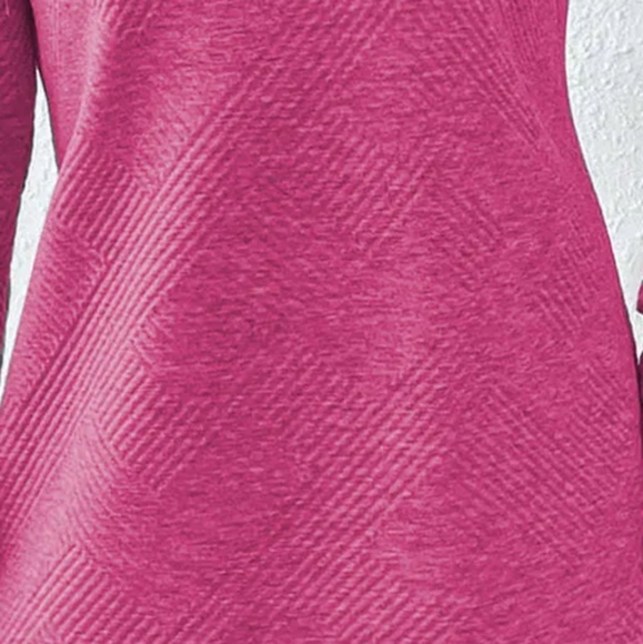 Pink Round Neck Textured Mini Dress - Picture 2 of 5